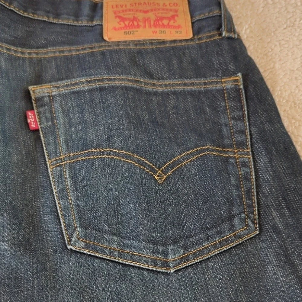 Levi's Dark Blue Straight Leg Jeans 36x32 AS IS  MISSING BUTTON‎